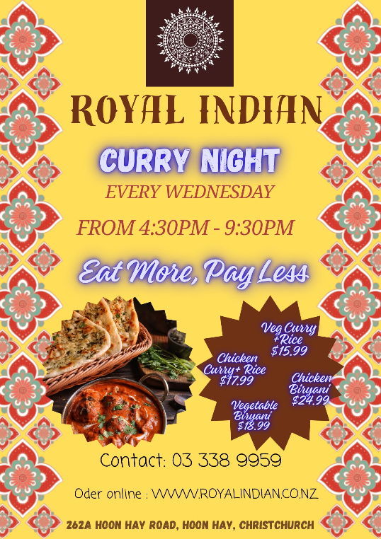 Royal Indian Curry Night Wednesday special